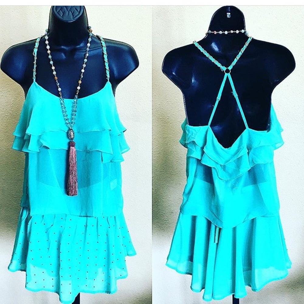 Flirty sheer turquoise tank